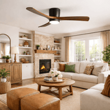 Ceiling Fans with Light, Nordic Walnut Wood Ceiling Fan 36 to 52 Inch, Black or White Frame