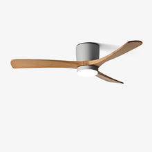 Nordic Wooden Ceiling Fan Light — Black+Walnut Wood finish, front view