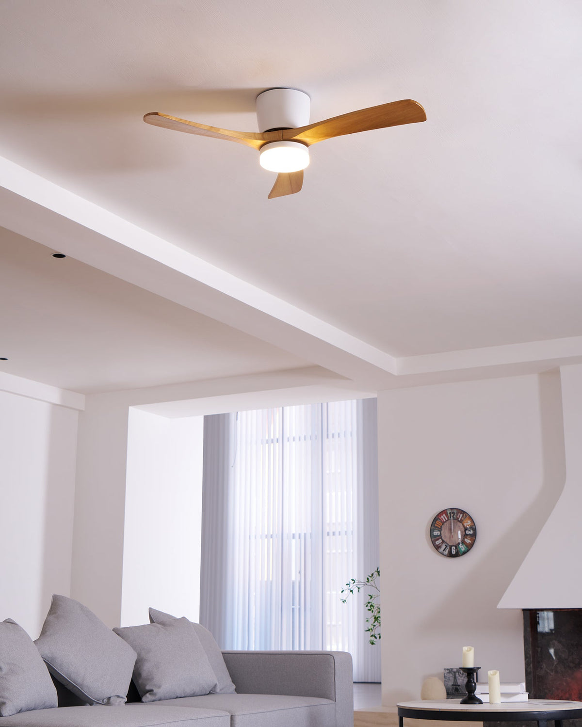 Eskil Ceiling Fan with Light, Wood Nordic Style, Integrated Warm Light, Indoor, 36 to 52 Inch