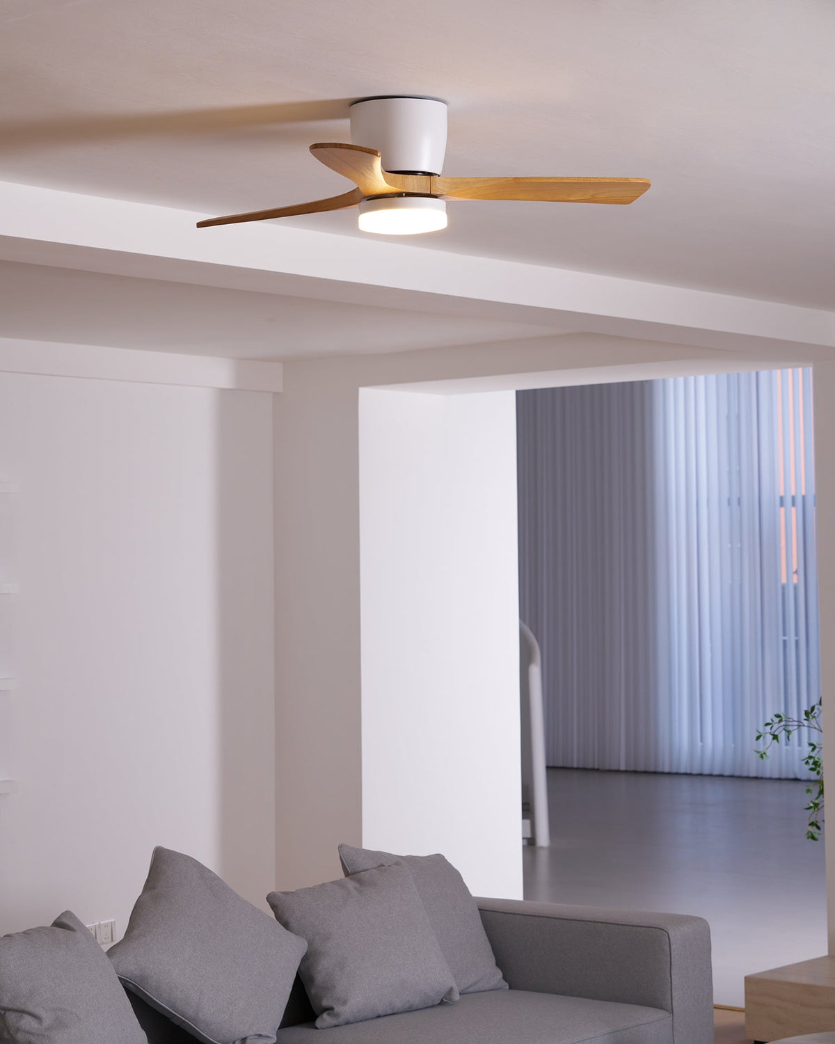 Ceiling Fans with Light, Nordic Walnut Wood Ceiling Fan 36 to 52 Inch, Black or White Frame
