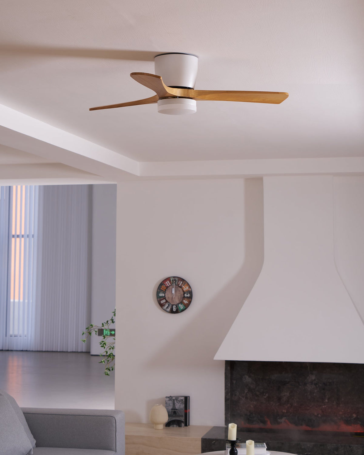 Eskil Ceiling Fan with Light, Wood Nordic Style, Integrated Warm Light, Indoor, 36 to 52 Inch