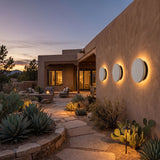 Aksel Outdoor Exterior Wall Lights, Micro-Cement Sconce, IP65 Waterproof, Halo LED Backlight