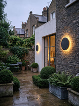Aksel Outdoor Exterior Wall Lights, Micro-Cement Sconce, IP65 Waterproof, Halo LED Backlight