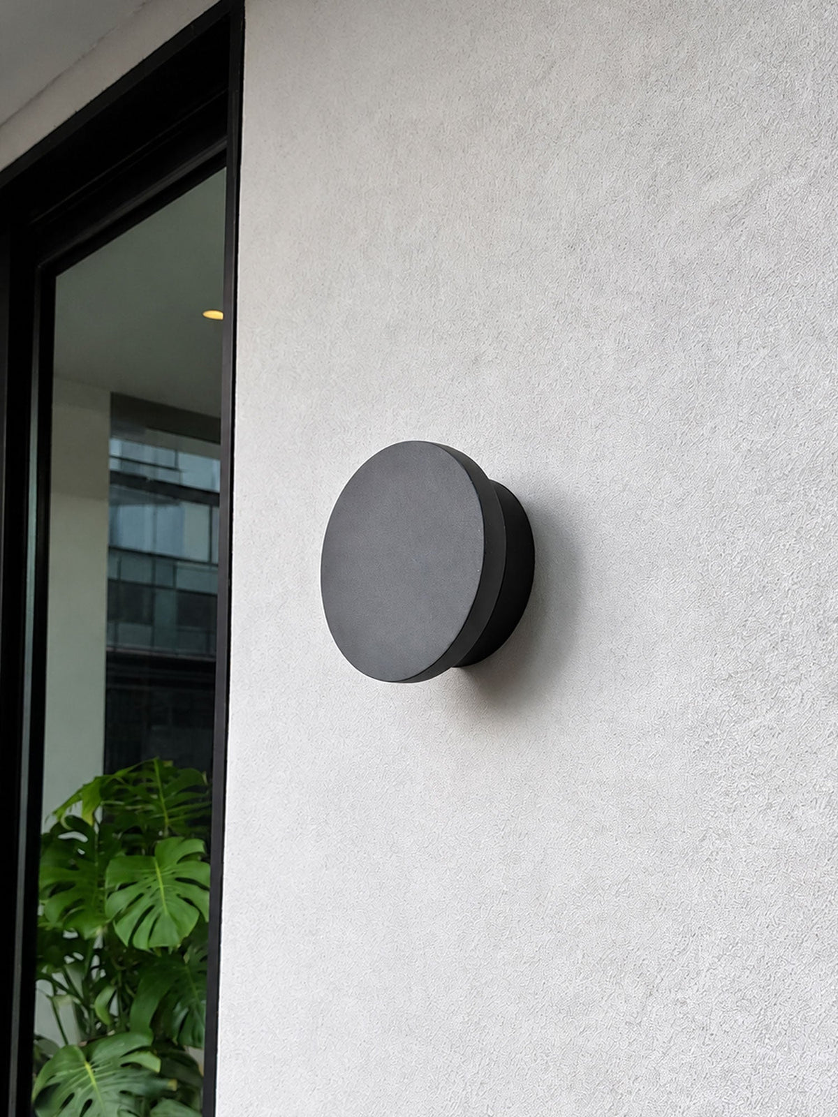 Aksel Outdoor Exterior Wall Lights, Micro-Cement Sconce, IP65 Waterproof, Halo LED Backlight