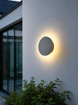 Aksel Outdoor Exterior Wall Lights, Micro-Cement Sconce, IP65 Waterproof, Halo LED Backlight