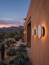 Aksel Outdoor Exterior Wall Lights, Micro-Cement Sconce, IP65 Waterproof, Halo LED Backlight