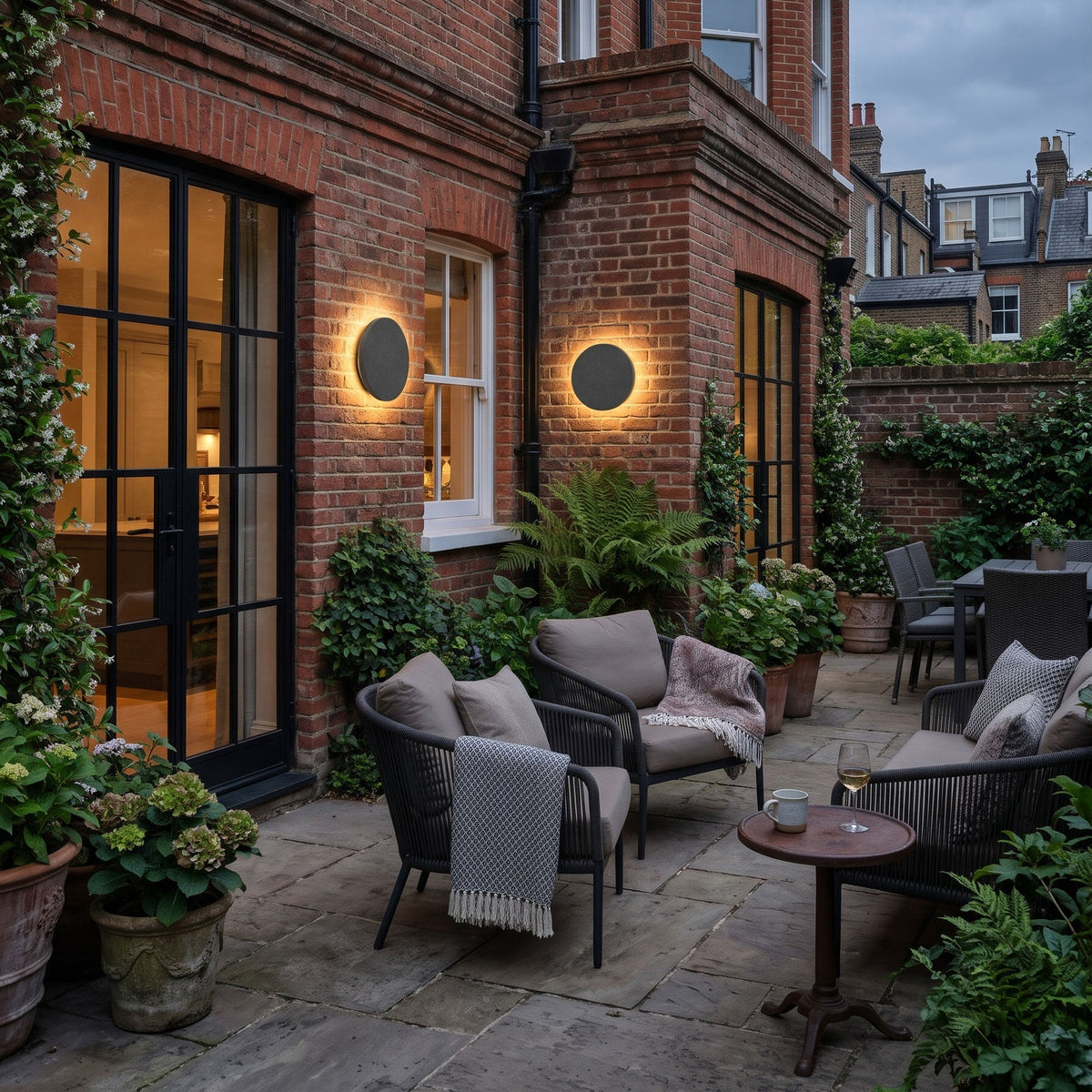 Aksel Outdoor Exterior Wall Lights, Micro-Cement Sconce, IP65 Waterproof, Halo LED Backlight