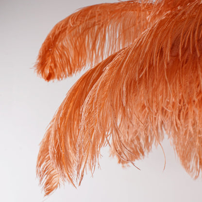 Ostrich Feather Brass Floor Lamp, Hollywood Regency Glam, Hand-Dyed Plumes, Plug-In