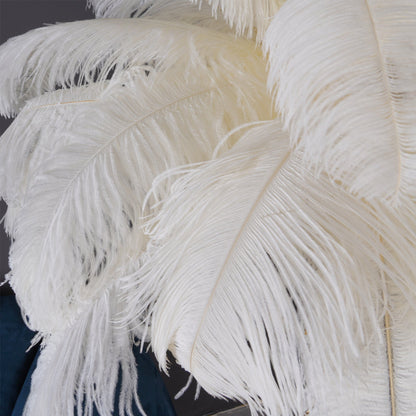 Ostrich Feather Brass Floor Lamp, Hollywood Regency Glam, Hand-Dyed Plumes, Plug-In