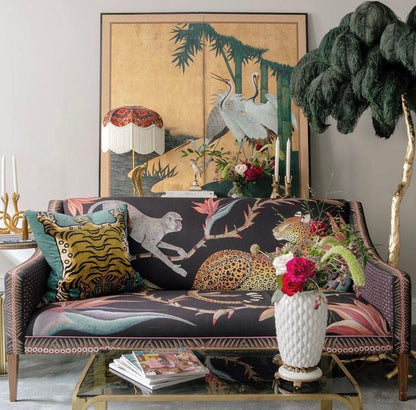 Ostrich Feather Brass Floor Lamp, Hollywood Regency Glam, Hand-Dyed Plumes, Plug-In