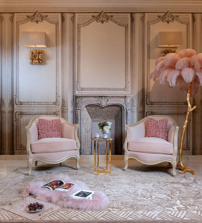 Ostrich Feather Brass Floor Lamp, Hollywood Regency Glam, Hand-Dyed Plumes, Plug-In