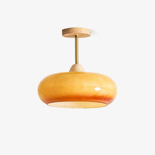 Glass disc flush mount ceiling light in Orange finish