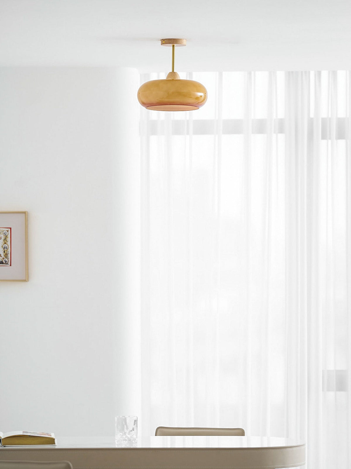 Eskil Ceiling Light Fixture, 11 Inch Ceiling Lamp, Natural Wood Color, Bedroom & Living Room
