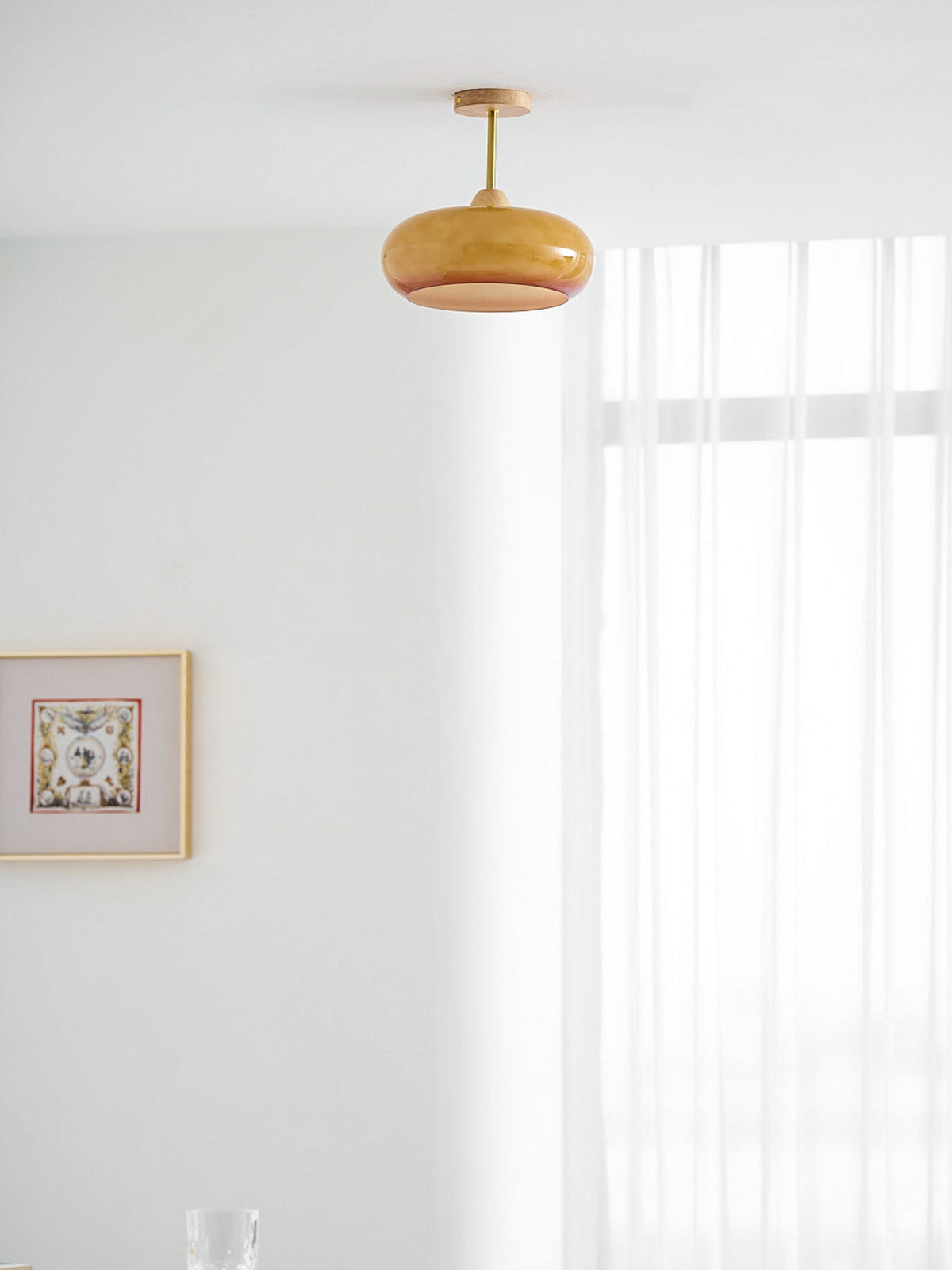 Eskil Ceiling Light Fixture, 11 Inch Ceiling Lamp, Natural Wood Color, Bedroom & Living Room