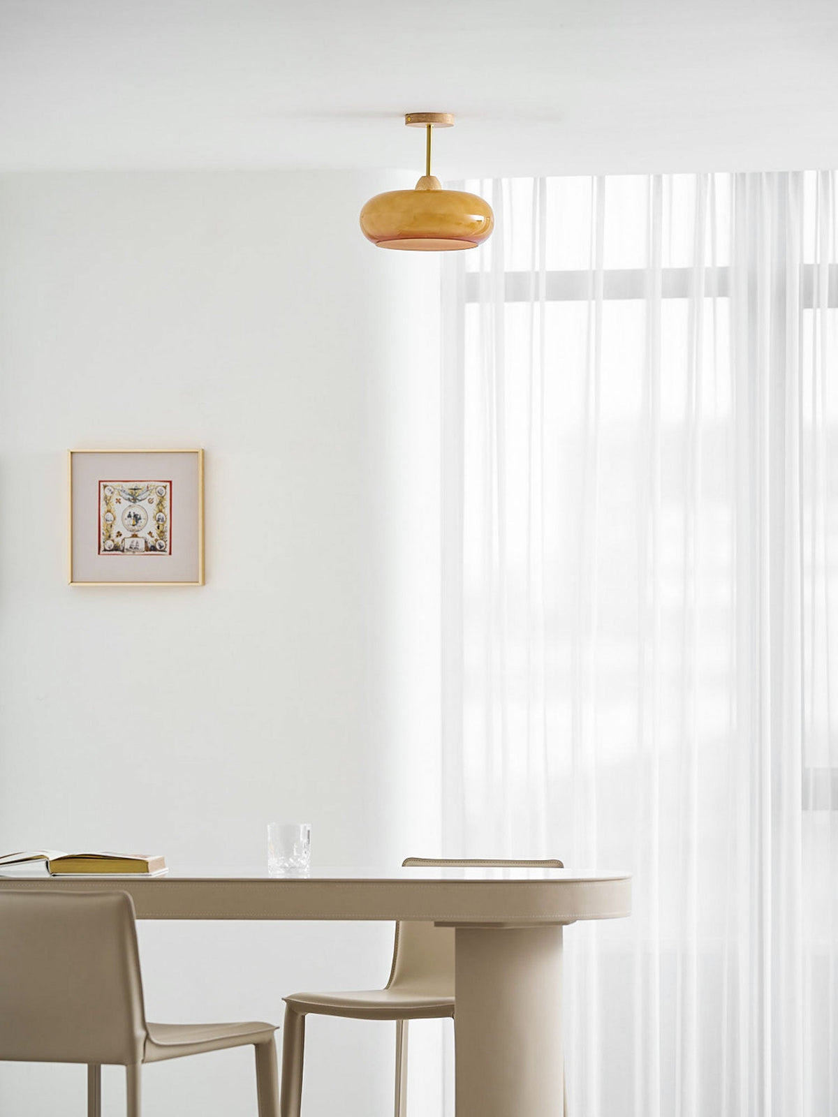 Eskil Ceiling Light Fixture, 11 Inch Ceiling Lamp, Natural Wood Color, Bedroom & Living Room