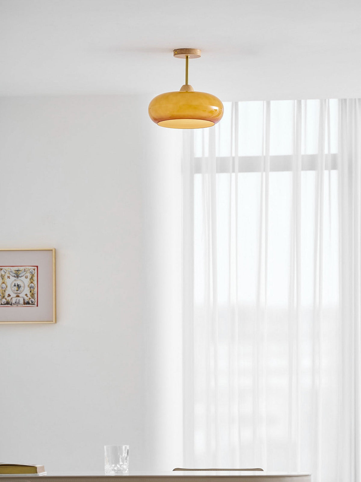 Eskil Ceiling Light Fixture, 11 Inch Ceiling Lamp, Natural Wood Color, Bedroom & Living Room