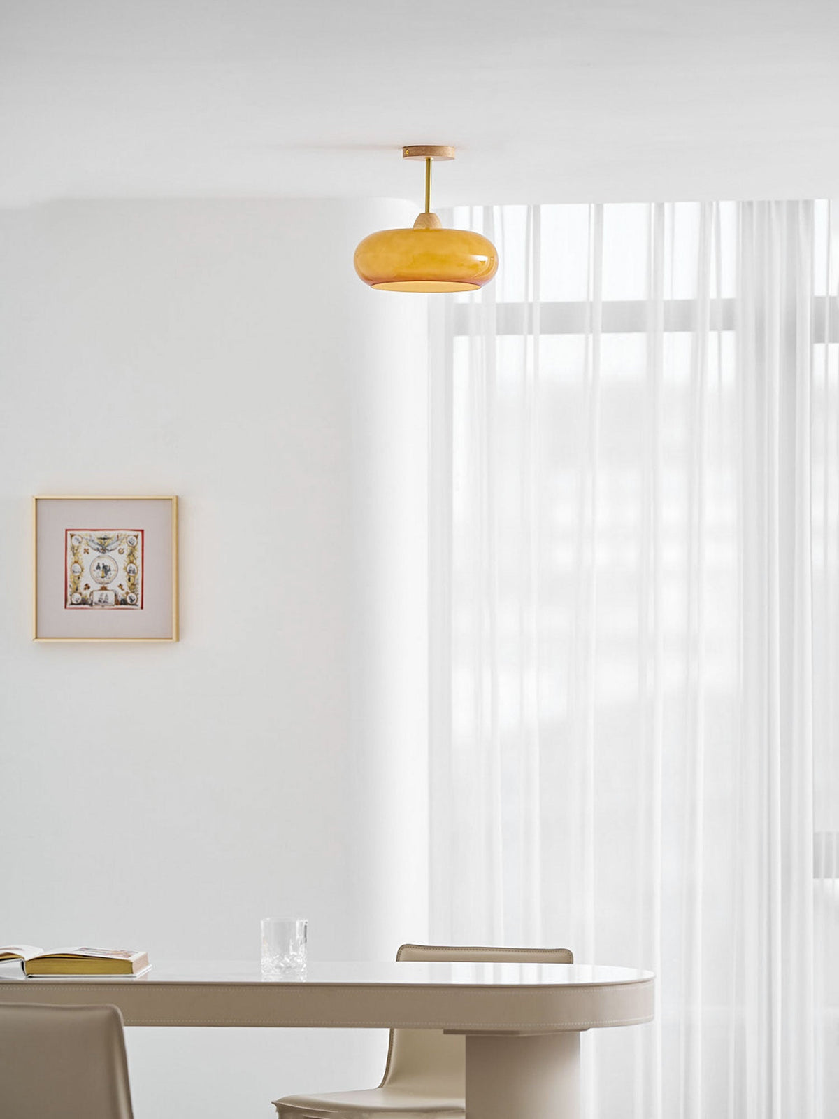 Eskil Ceiling Light Fixture, 11 Inch Ceiling Lamp, Natural Wood Color, Bedroom & Living Room
