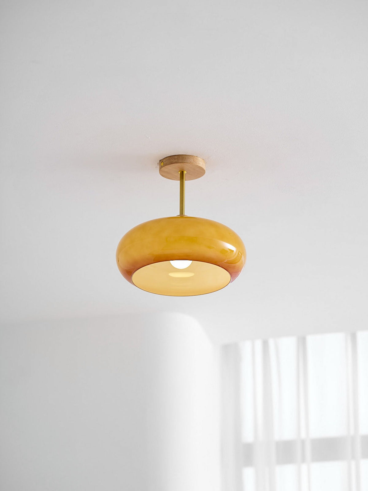 Eskil Ceiling Light Fixture, 11 Inch Ceiling Lamp, Natural Wood Color, Bedroom & Living Room