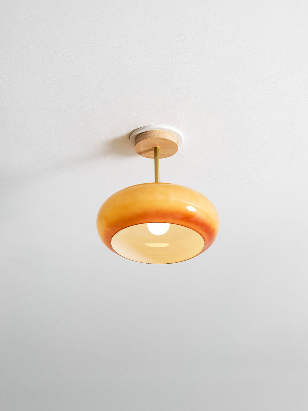 Eskil Ceiling Light Fixture, 11 Inch Ceiling Lamp, Natural Wood Color, Bedroom & Living Room