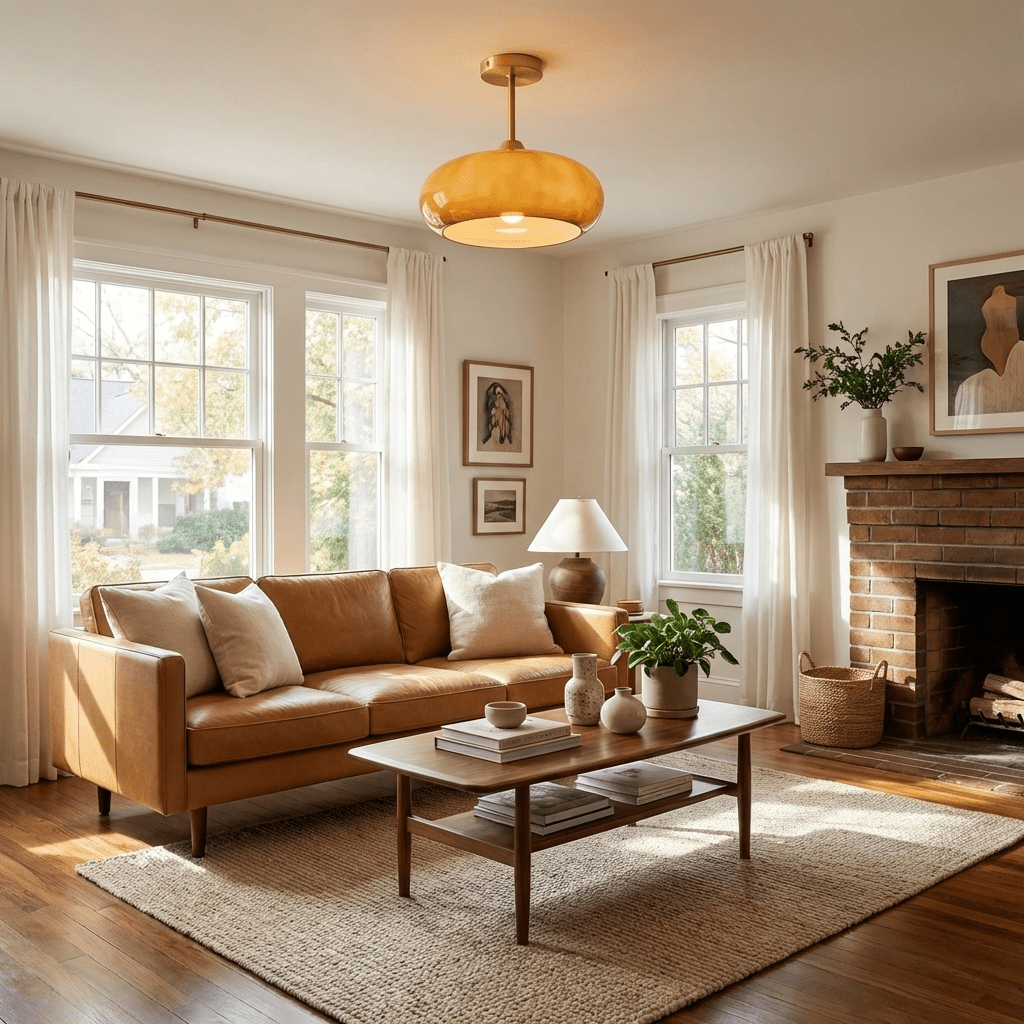 Eskil Ceiling Light Fixture, 11 Inch Ceiling Lamp, Natural Wood Color, Bedroom & Living Room