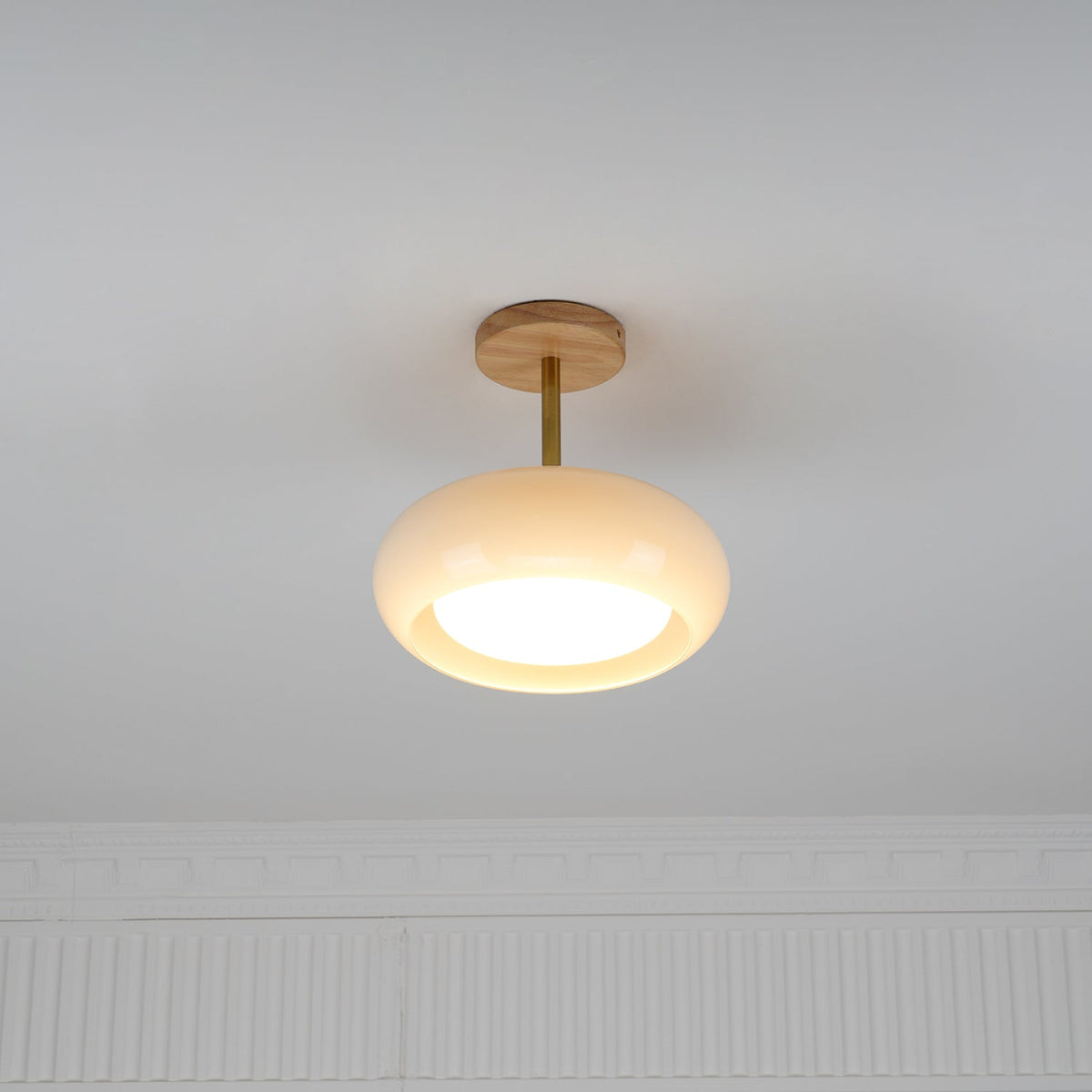 Eskil Ceiling Light Fixture, 11 Inch Ceiling Lamp, Natural Wood Color, Bedroom & Living Room