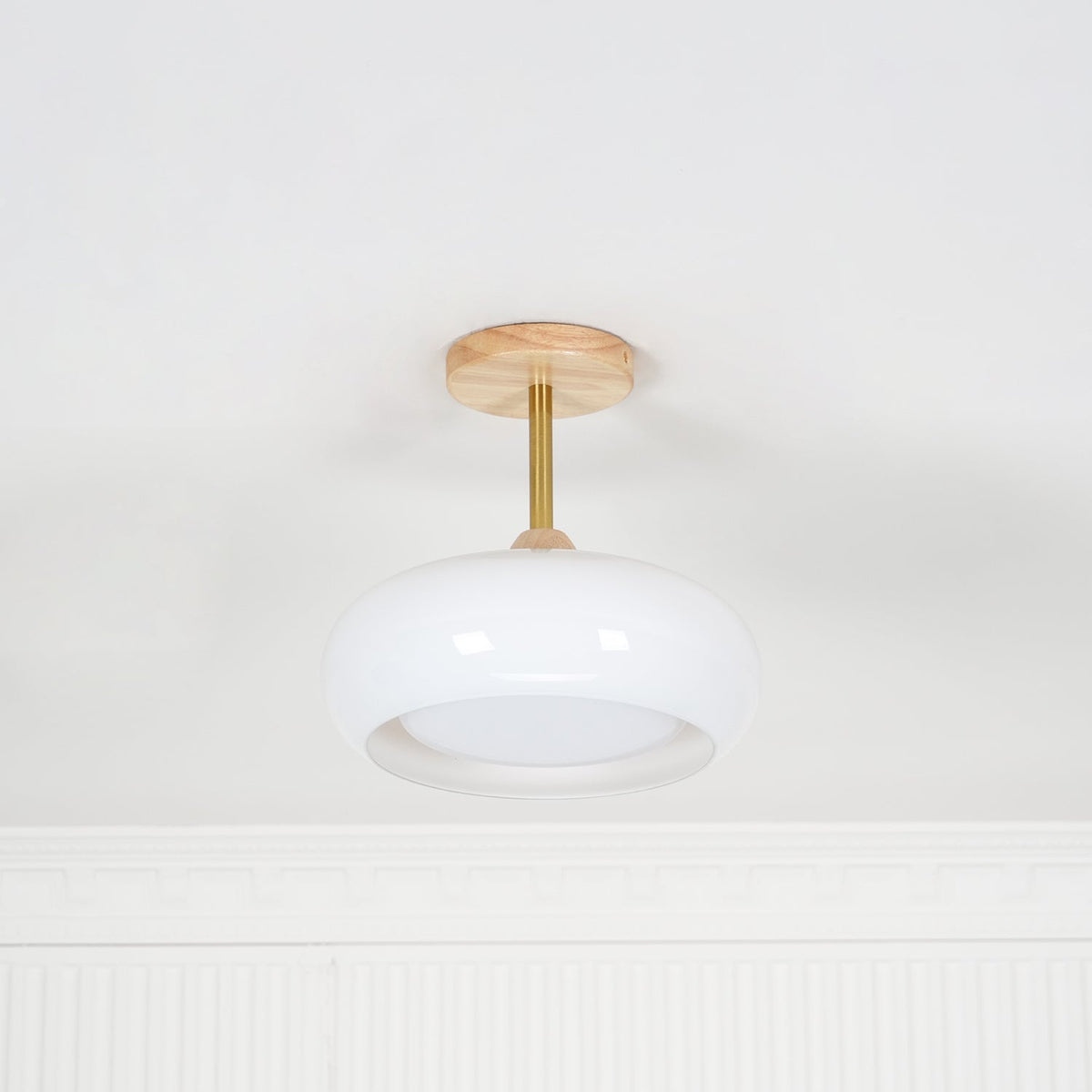 Eskil Ceiling Light Fixture, 11 Inch Ceiling Lamp, Natural Wood Color, Bedroom & Living Room
