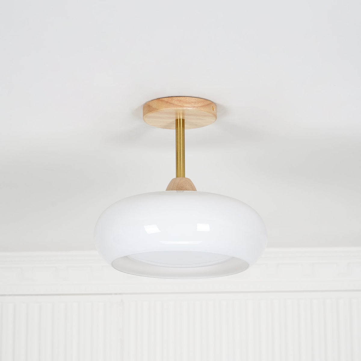 Eskil Ceiling Light Fixture, 11 Inch Ceiling Lamp, Natural Wood Color, Bedroom & Living Room