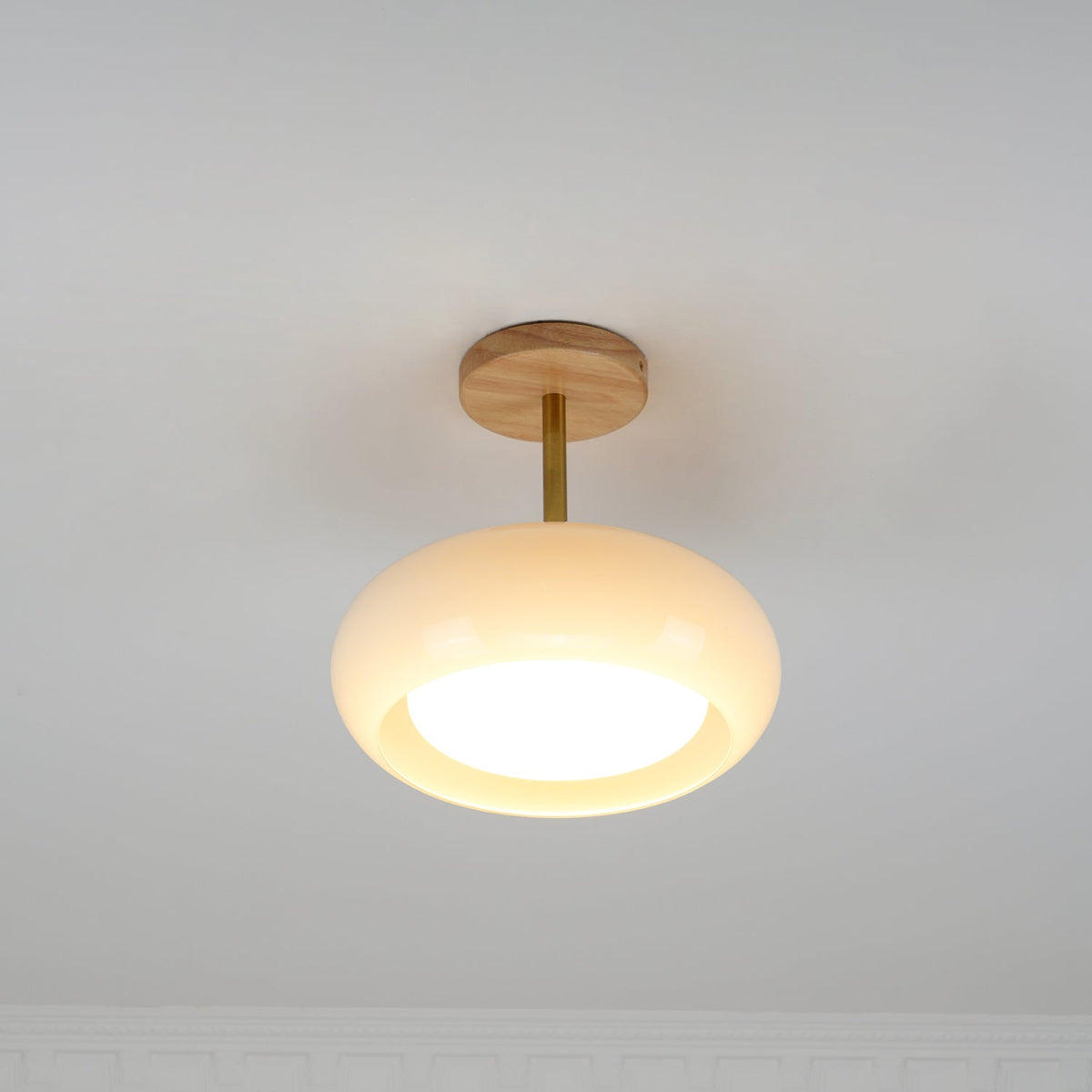 Eskil Ceiling Light Fixture, 11 Inch Ceiling Lamp, Natural Wood Color, Bedroom & Living Room