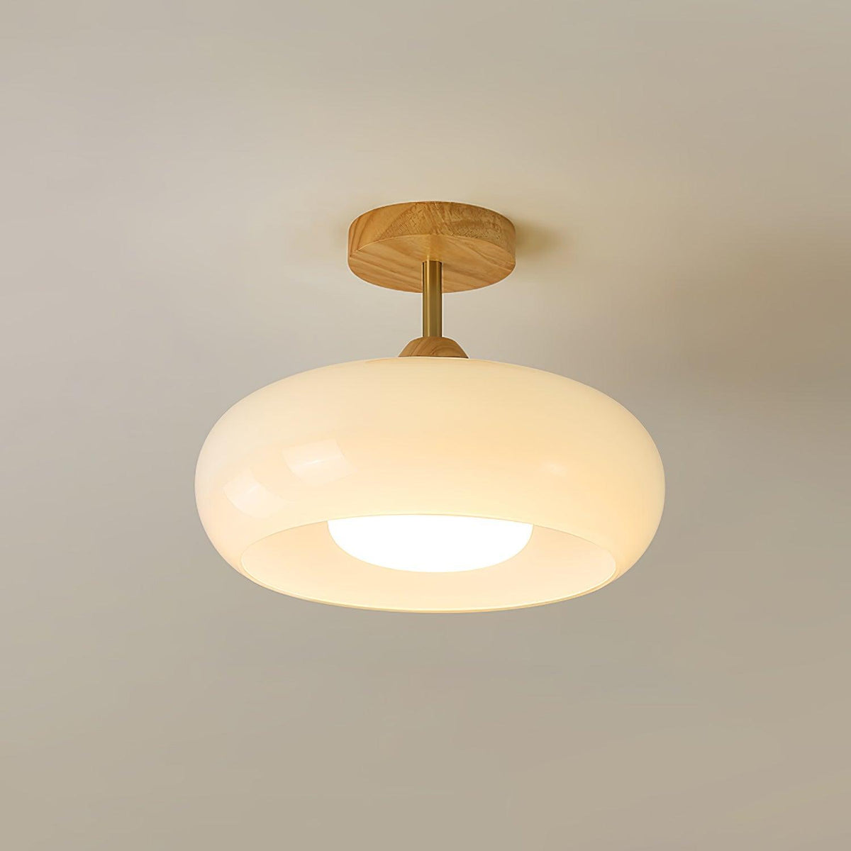 Eskil Ceiling Light Fixture, 11 Inch Ceiling Lamp, Natural Wood Color, Bedroom & Living Room
