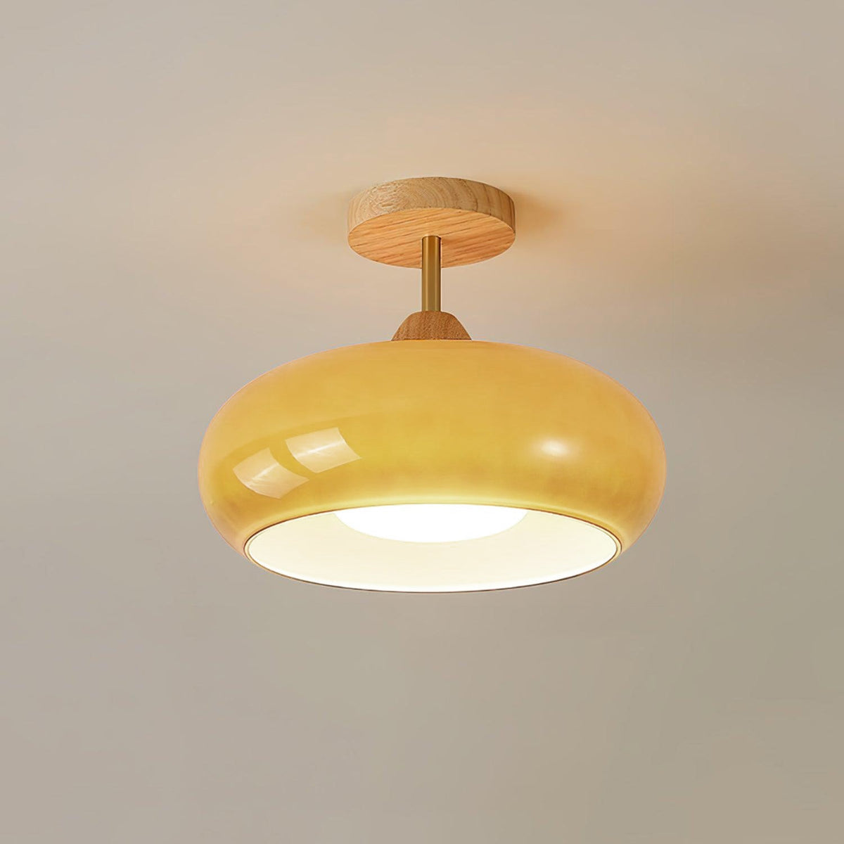 Eskil Ceiling Light Fixture, 11 Inch Ceiling Lamp, Natural Wood Color, Bedroom & Living Room