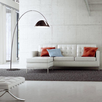 Verse Scandinavian Arc Floor Lamp, Swiveling Shade, Flexible Tapered Arm, Plug-In