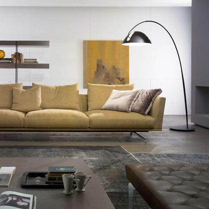 Verse Scandinavian Arc Floor Lamp, Swiveling Shade, Flexible Tapered Arm, Plug-In