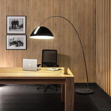 Close-up of the Verse arc floor lamp's swiveling shade joint