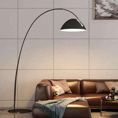Verse Scandinavian Arc Floor Lamp, Swiveling Shade, Flexible Tapered Arm, Plug-In