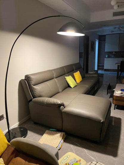 Verse Scandinavian Arc Floor Lamp, Swiveling Shade, Flexible Tapered Arm, Plug-In