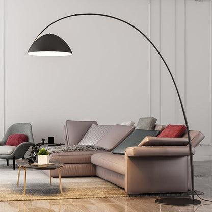 Verse Scandinavian Arc Floor Lamp, Swiveling Shade, Flexible Tapered Arm, Plug-In