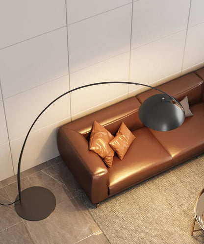 Verse Scandinavian Arc Floor Lamp, Swiveling Shade, Flexible Tapered Arm, Plug-In