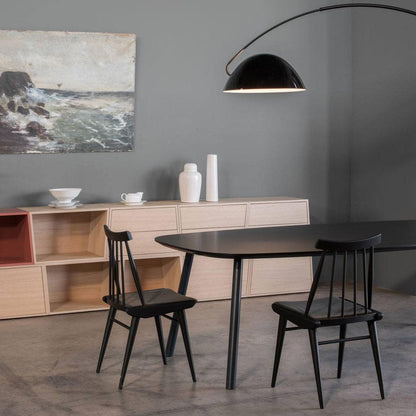 Close-up of the Verse arc floor lamp's swiveling shade joint