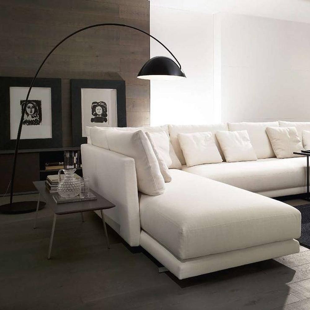 Verse arc floor lamp base and inline push-button switch detail