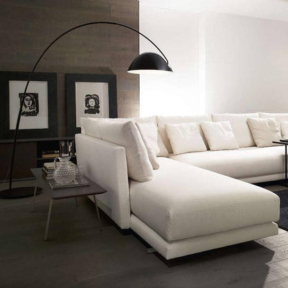 Verse arc floor lamp base and inline push-button switch detail