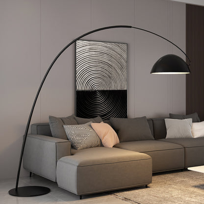 Verse Scandinavian Arc Floor Lamp, Swiveling Shade, Flexible Tapered Arm, Plug-In