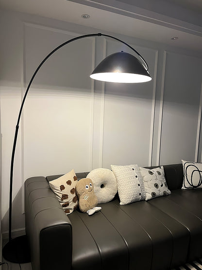 Verse Scandinavian Arc Floor Lamp, Swiveling Shade, Flexible Tapered Arm, Plug-In