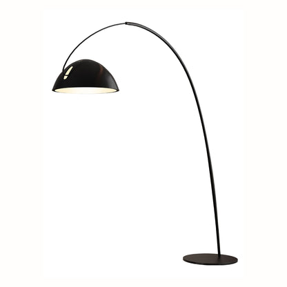 Verse Scandinavian Arc Floor Lamp, Swiveling Shade, Flexible Tapered Arm, Plug-In