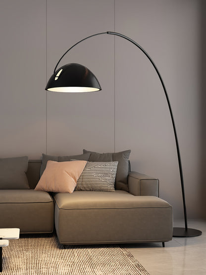 Verse Scandinavian Arc Floor Lamp, Swiveling Shade, Flexible Tapered Arm, Plug-In