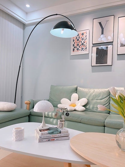 Verse Scandinavian Arc Floor Lamp, Swiveling Shade, Flexible Tapered Arm, Plug-In