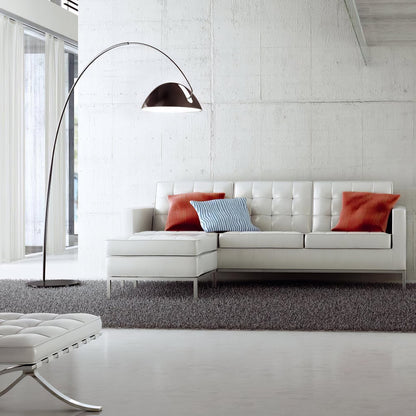 Verse Scandinavian Arc Floor Lamp, Swiveling Shade, Flexible Tapered Arm, Plug-In