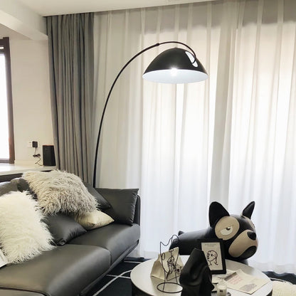 Verse Scandinavian Arc Floor Lamp, Swiveling Shade, Flexible Tapered Arm, Plug-In