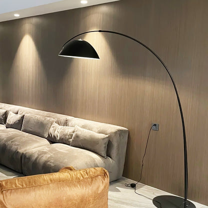 Verse Scandinavian Arc Floor Lamp, Swiveling Shade, Flexible Tapered Arm, Plug-In