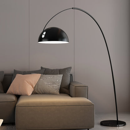 Verse Scandinavian Arc Floor Lamp, Swiveling Shade, Flexible Tapered Arm, Plug-In