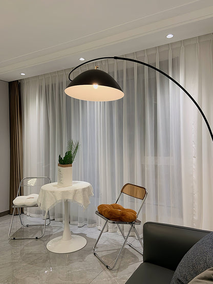 Verse Scandinavian Arc Floor Lamp, Swiveling Shade, Flexible Tapered Arm, Plug-In